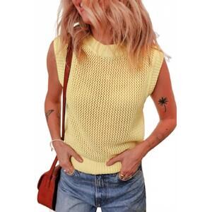 NEW DEAR LOVER hollow knit sleeveless sweater vest in yellow
